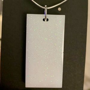 BeachTiff White Resin Block Pendant